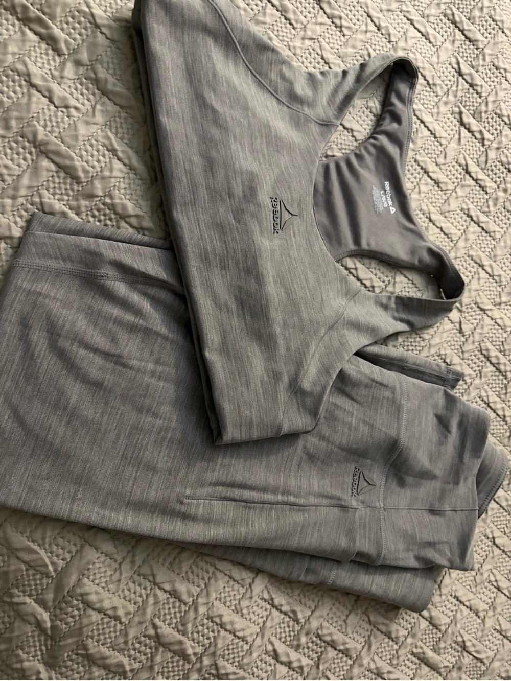 Reebok Women's Heather Gray Sports Bra & Leggings Set